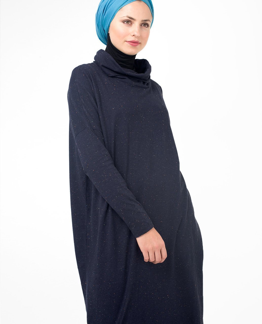 Sparkly Navy Long Modest Top Small (8-10) Petite (- 5'2")