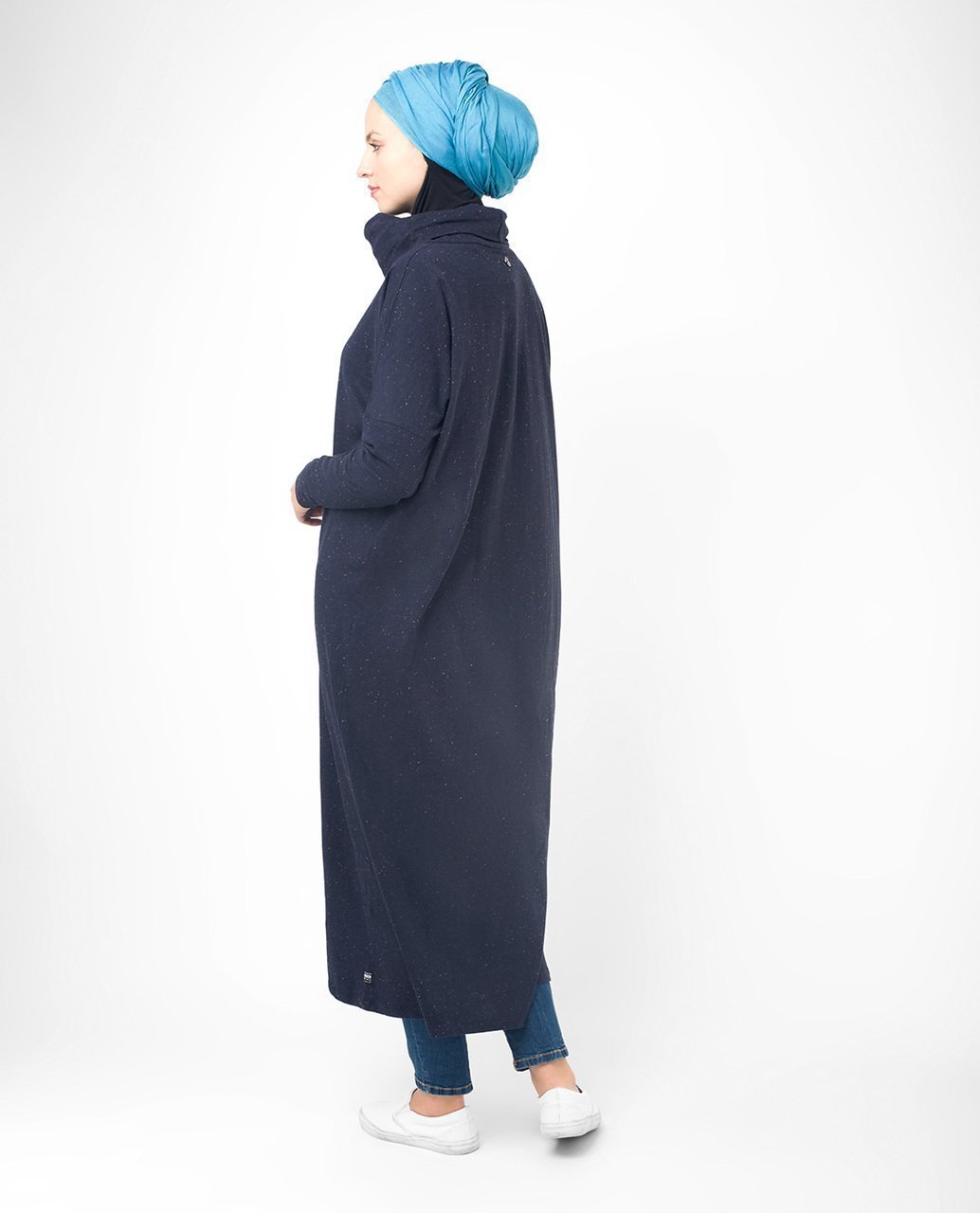 Sparkly Navy Long Modest Top Small (8-10) Petite (- 5'2")