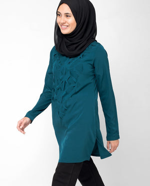 Teal Cut-Out Top Slim