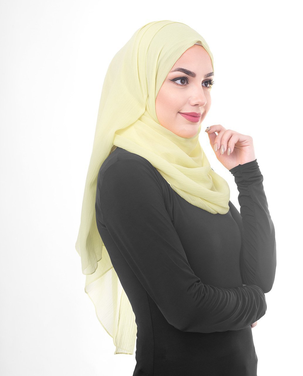 Tender Yellow Poly Chiffon Scarf Medium