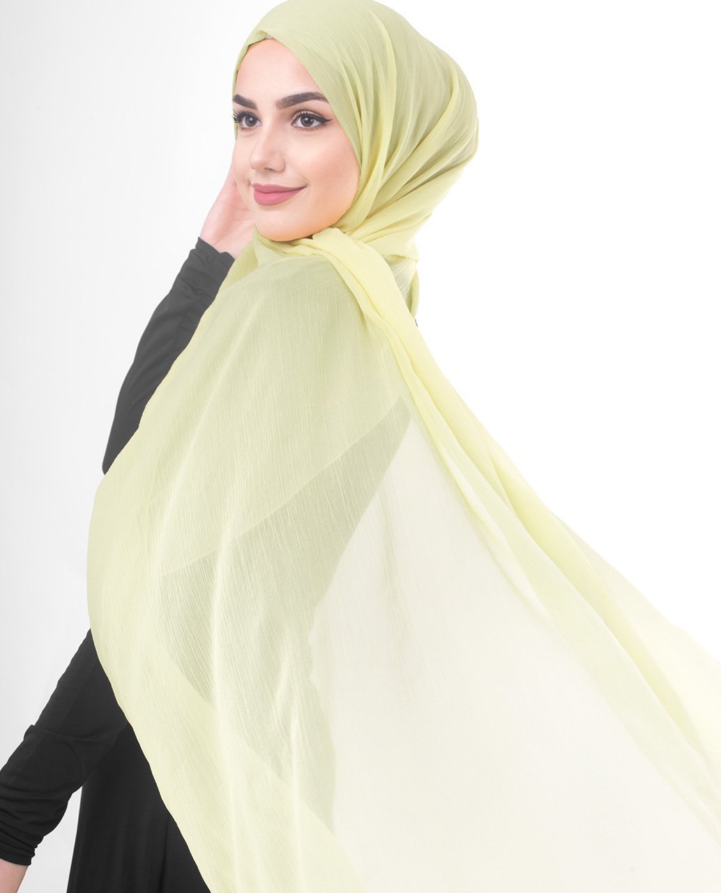 Tender Yellow Poly Chiffon Scarf Medium
