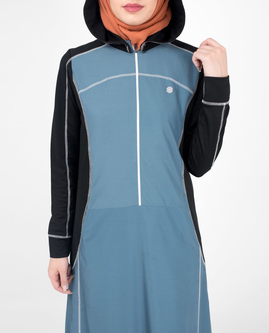 Top Stitch Detachable Hooded Abaya & Jilbab S 54 Blue