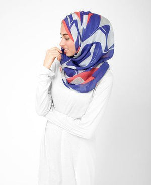 True Blue White Hijab Regular Blue White