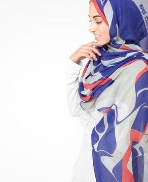 True Blue White Hijab Regular Blue White