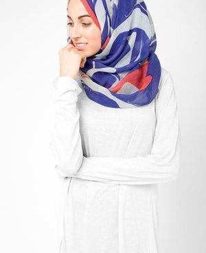 True Blue White Hijab Regular Blue White