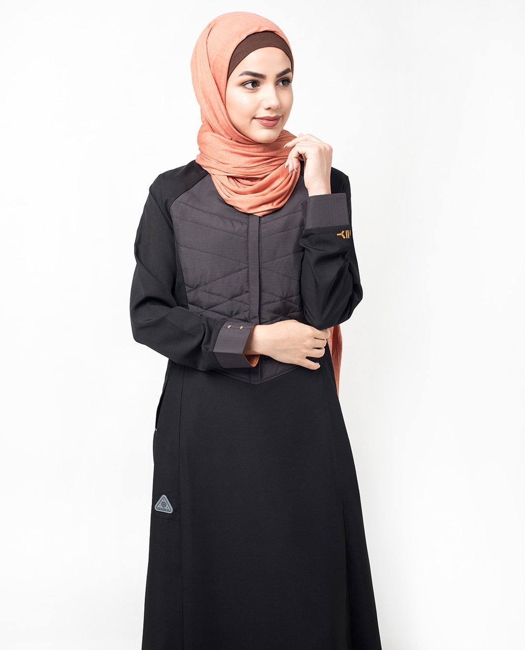 Unique Quilted Button Front Black Abaya Jilbab S 54 Black