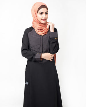 Unique Quilted Button Front Black Abaya Jilbab S 54 Black