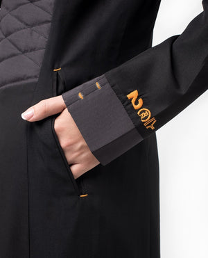 Unique Quilted Button Front Black Abaya Jilbab S 54 Black