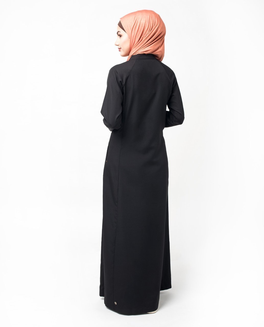 Unique Quilted Button Front Black Abaya Jilbab S 54 Black