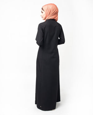 Unique Quilted Button Front Black Abaya Jilbab S 54 Black