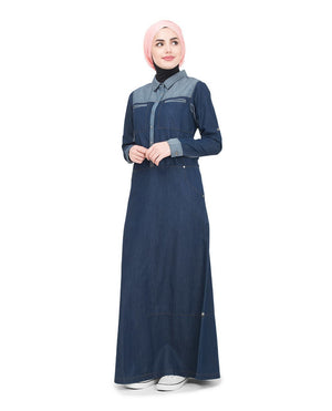 Utility Contrast Denim Jilbab & Abaya S 54 Blue