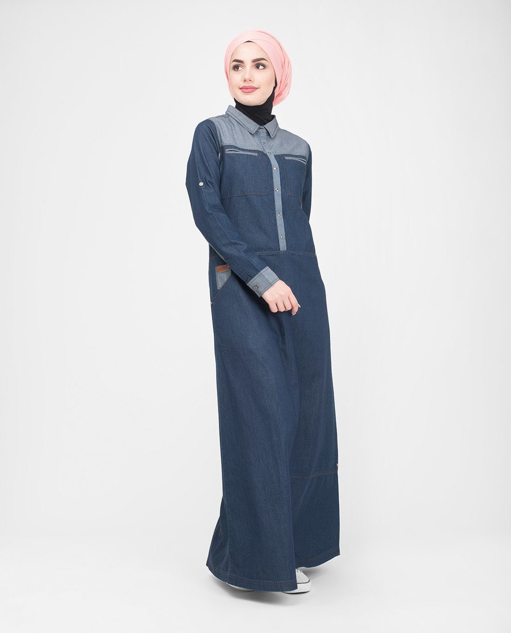 Utility Contrast Denim Jilbab & Abaya S 54 Blue