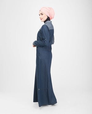 Utility Contrast Denim Jilbab & Abaya S 54 Blue