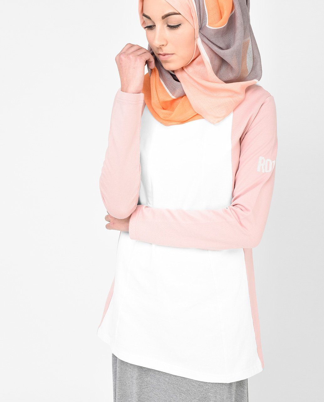 White and Dusty Pink Top Slim
