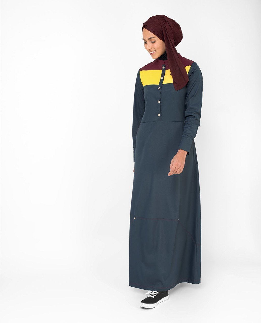 Yellow & Red Color Blocking Abaya & Jilbab S 54 Navy