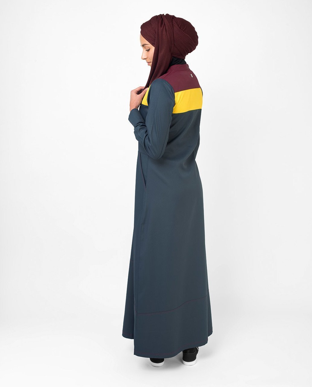 Yellow & Red Color Blocking Abaya & Jilbab S 54 Navy