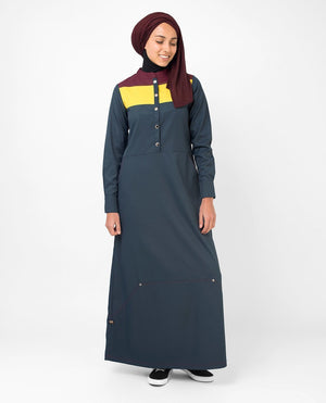 Yellow & Red Color Blocking Abaya & Jilbab S 54 Navy