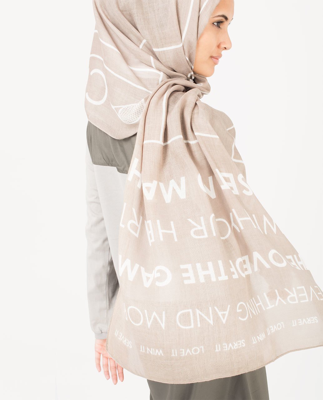Zinc and White Hijab Maxi Zinc and White