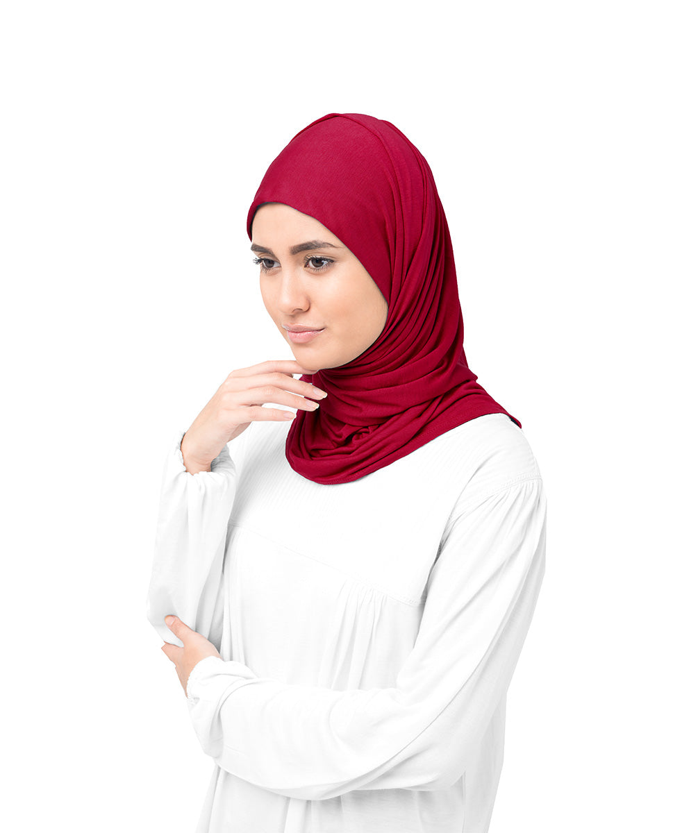 Crimson Red Jersey Hijab