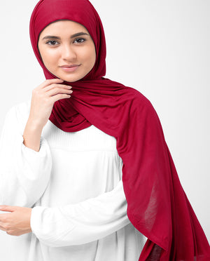 Crimson Red Jersey Hijab