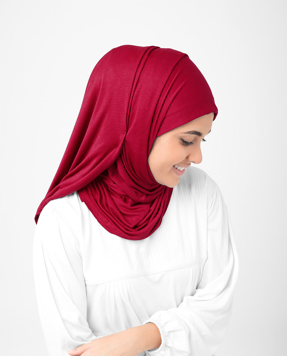 Vouges Red Hjab Shop Viscose Jersey Hijab Scarf in Crimson Red Color - ModestPath.com