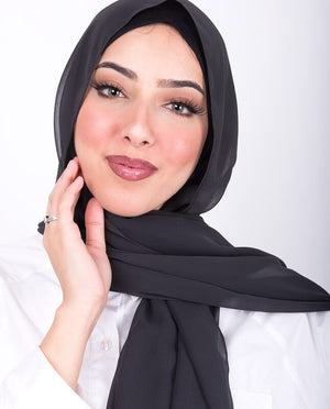 Dark Grey Georgette Scarf Hijab