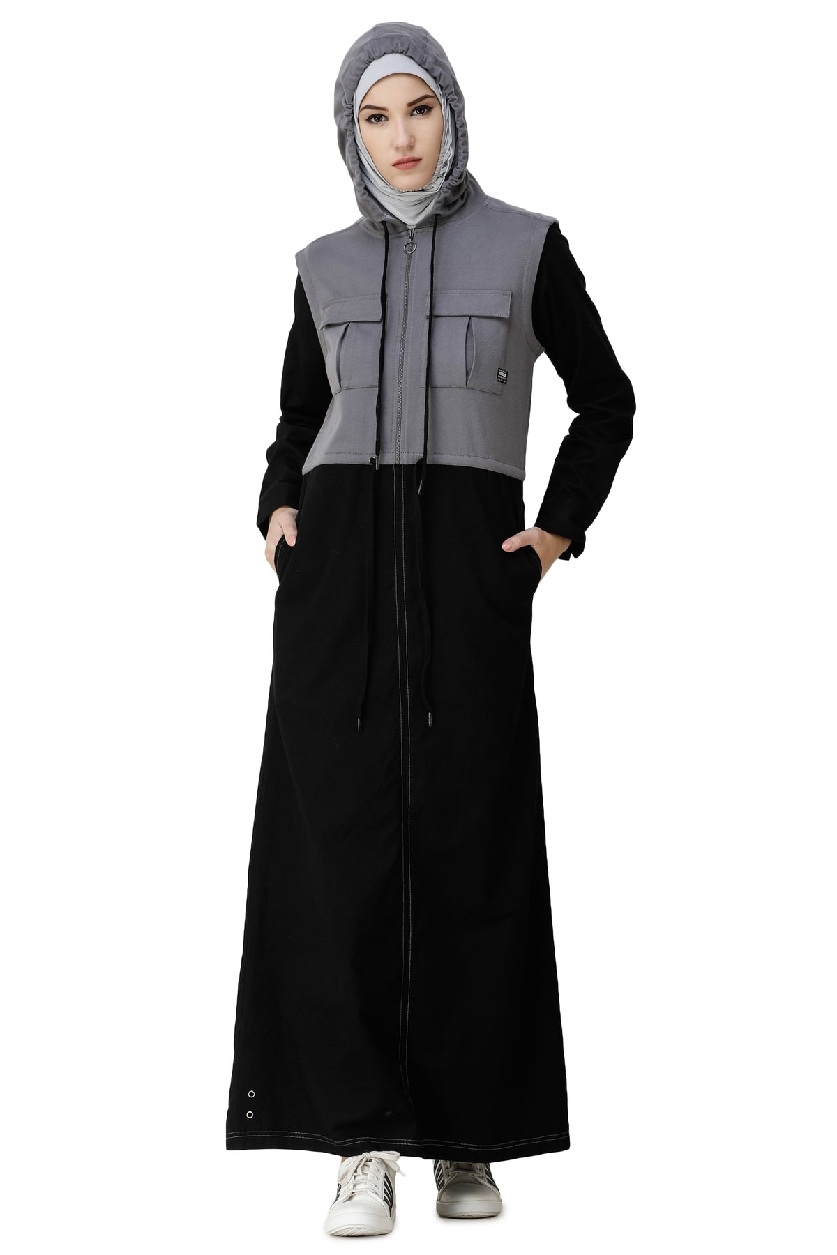Black Sports Hooded Jilbab Abaya