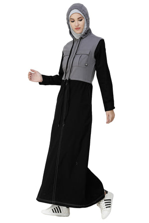 Black Sports Hooded Jilbab Abaya