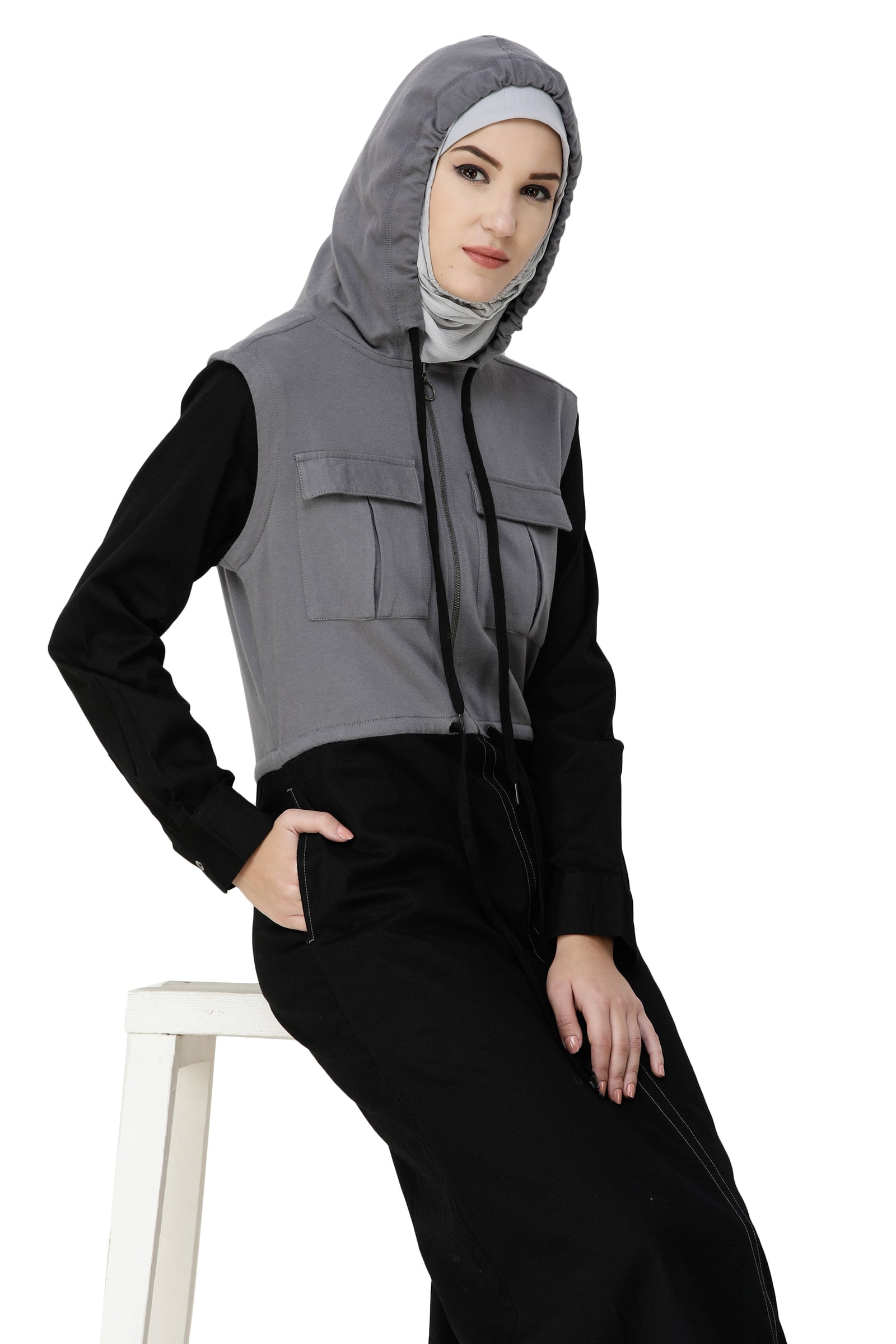 Black Sports Hooded Jilbab Abaya