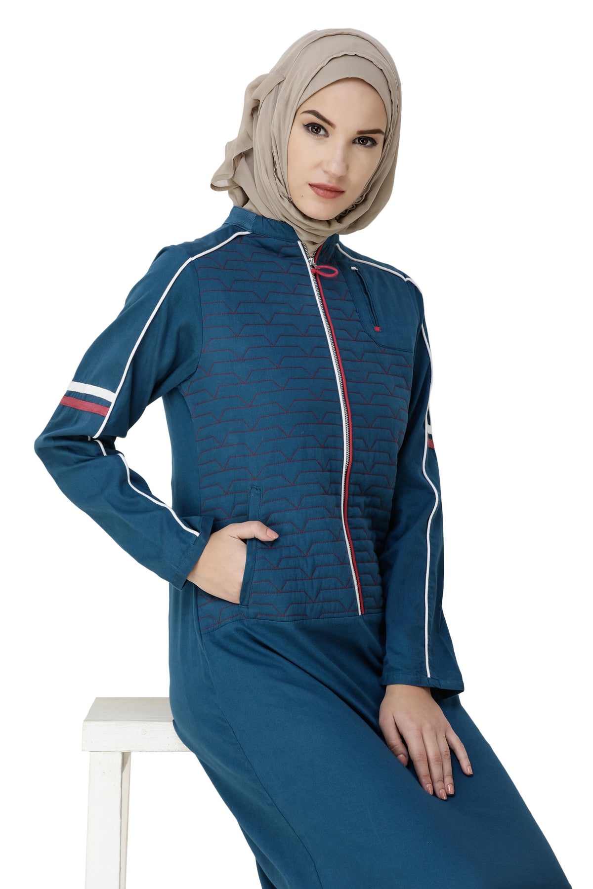 Majolica Blue Denim Sports Jilbab Abaya