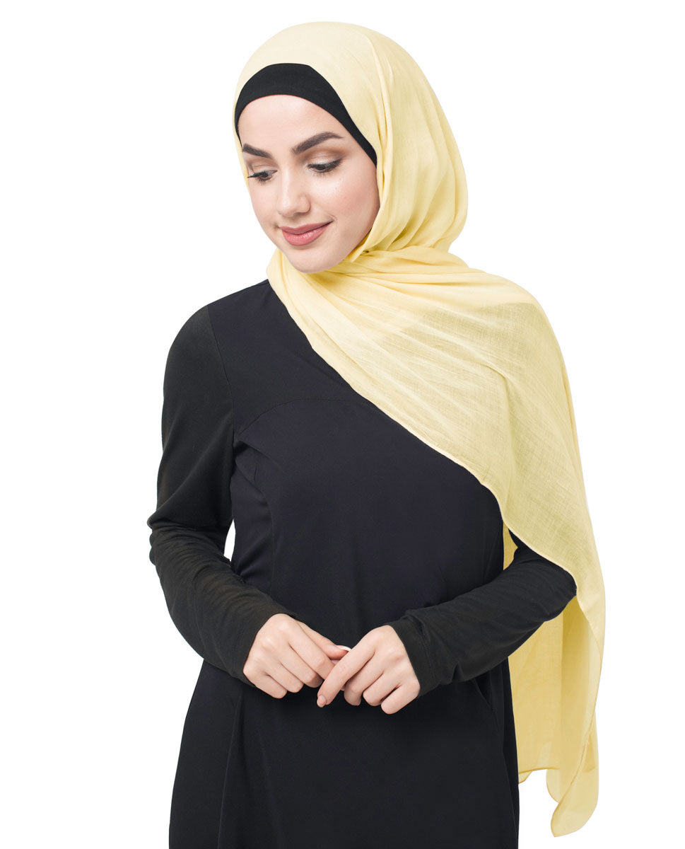 Tender Yellow Cotton Voile Scarf Hijab
