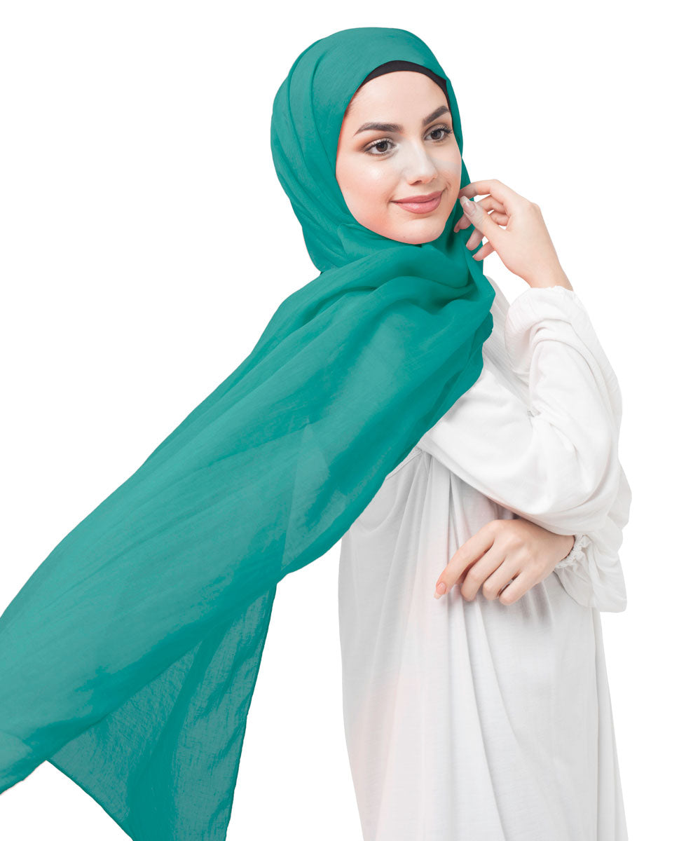 Columbia Alpine Green Cotton Voile Scarf Hijab