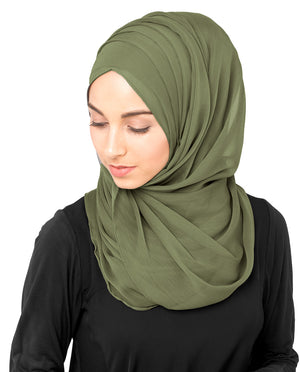 Olive Drab Chiffon Hijab
