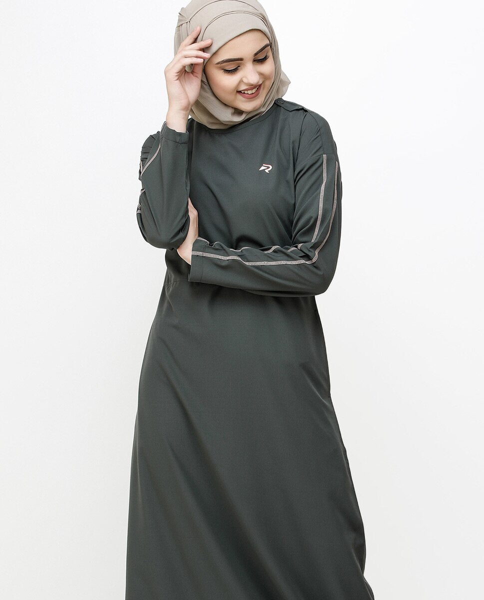 Beluga Grey Dropped Shoulder Jilbab Abaya