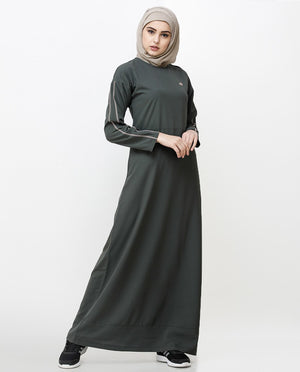 Beluga Grey Dropped Shoulder Jilbab Abaya