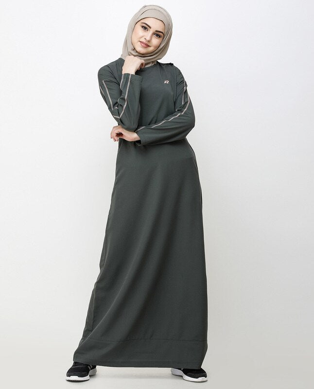 Beluga Grey Dropped Shoulder Jilbab Abaya