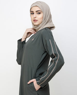 Beluga Grey Dropped Shoulder Jilbab Abaya