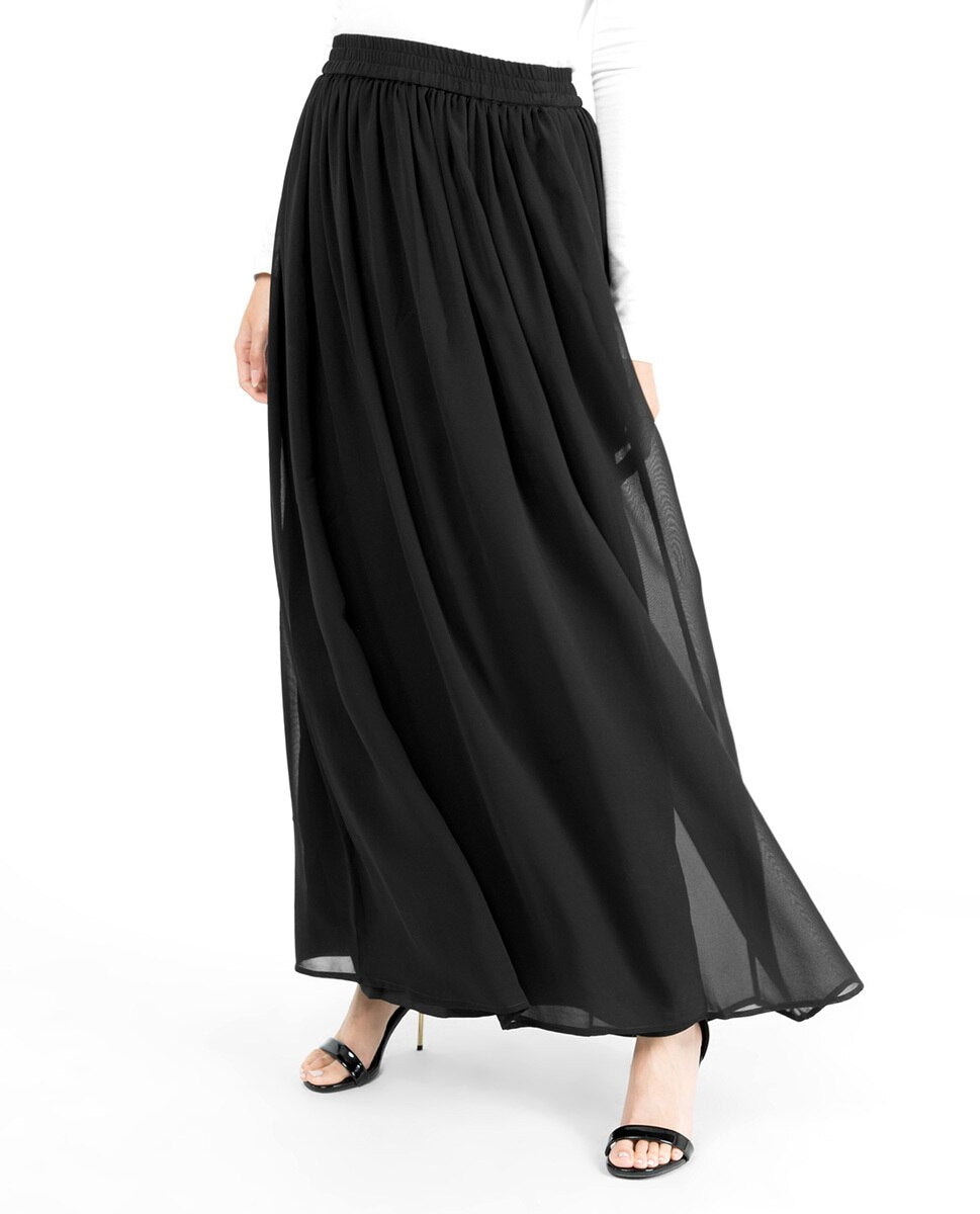 Black Flared Lined Skirt