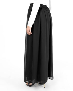 Black Flared Lined Skirt