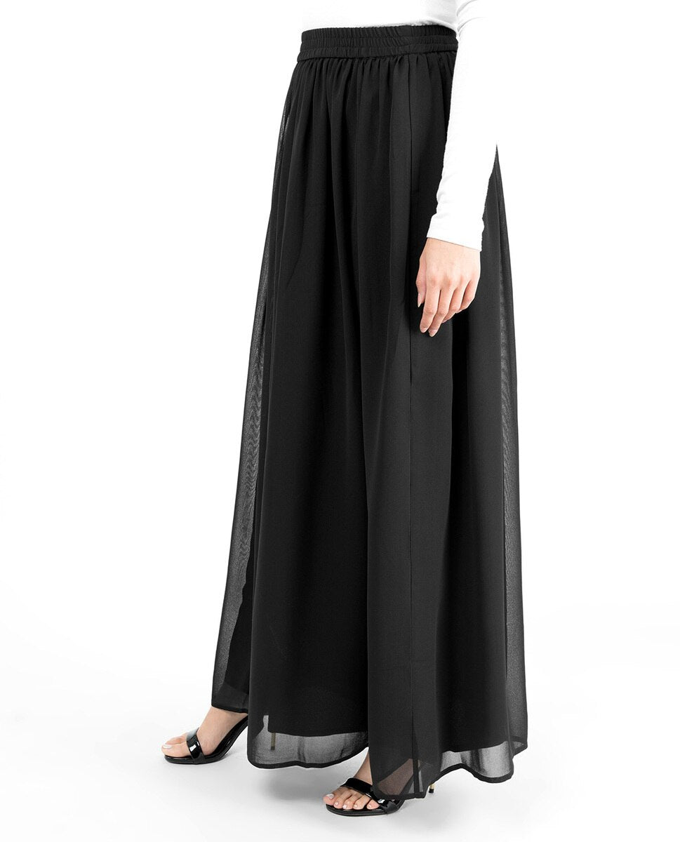 Black chiffon 2025 flare skirt
