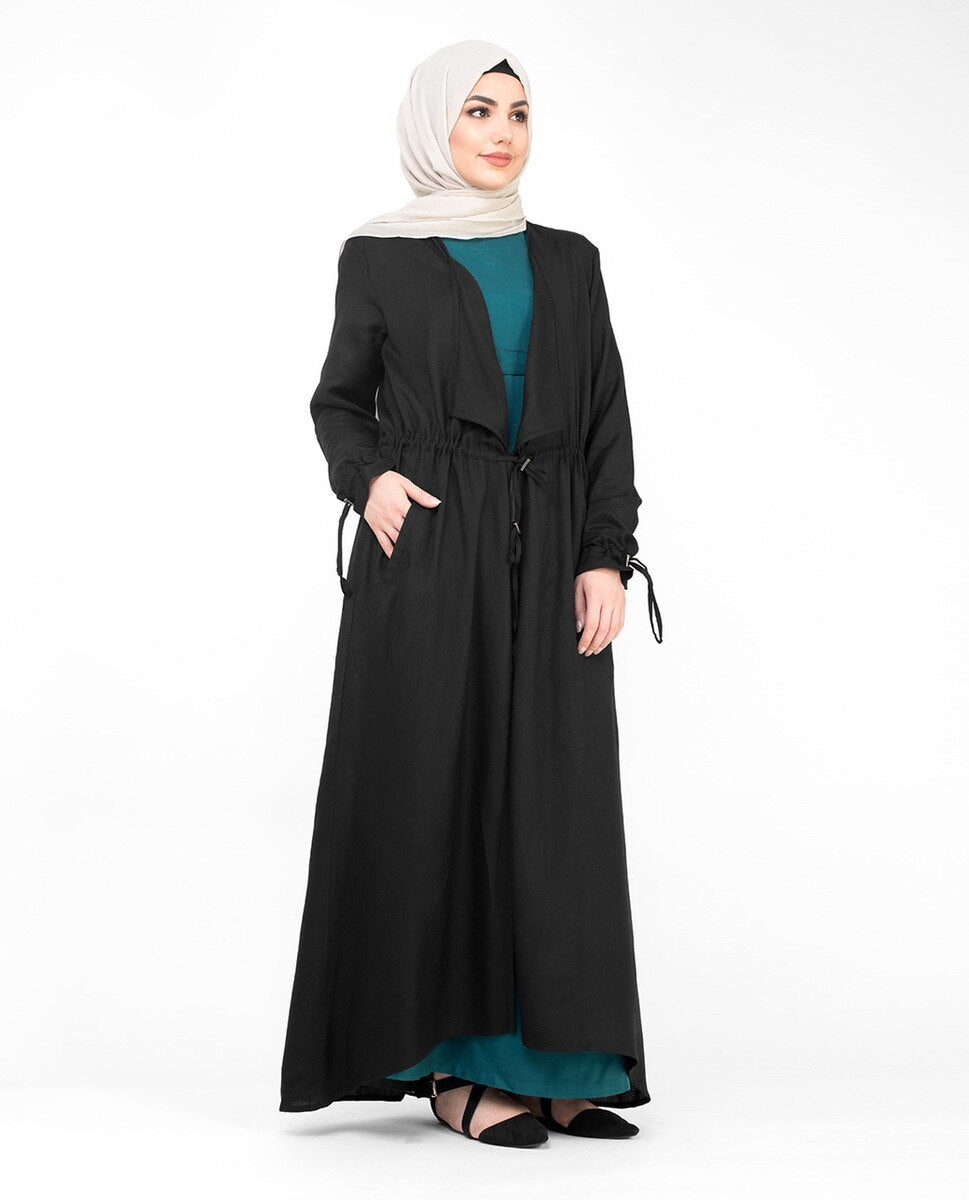 Black Full Length Waterfall Outerwear #