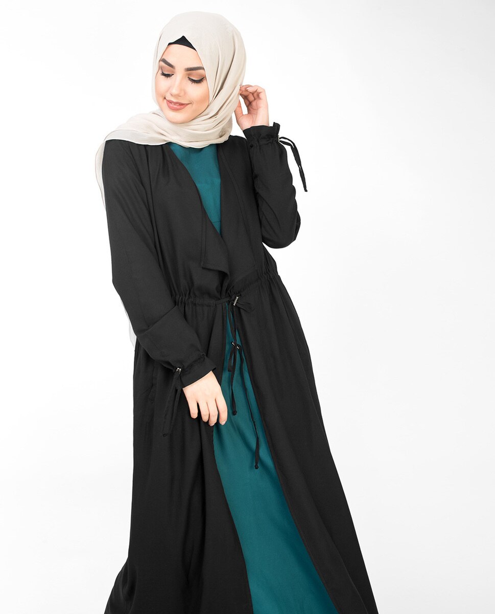 Black Full Length Waterfall Outerwear #
