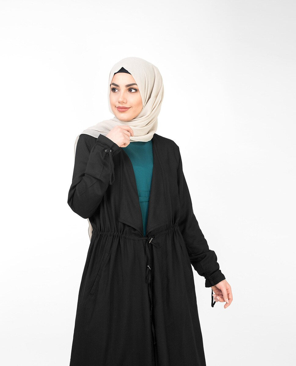 Black Full Length Waterfall Outerwear #