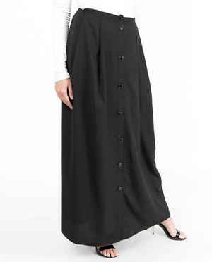Black Mock Button Skirt