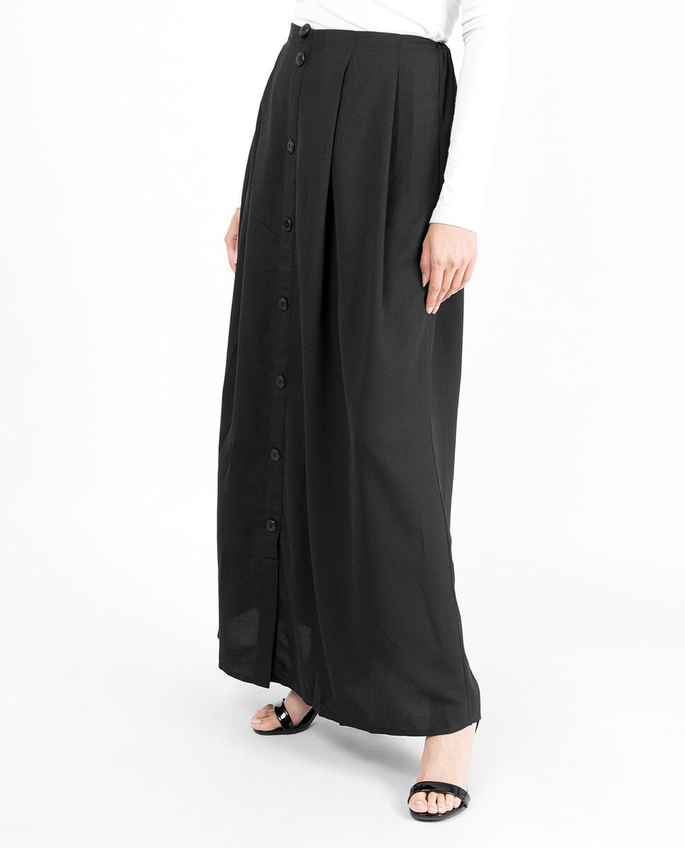 Black Mock Button Skirt