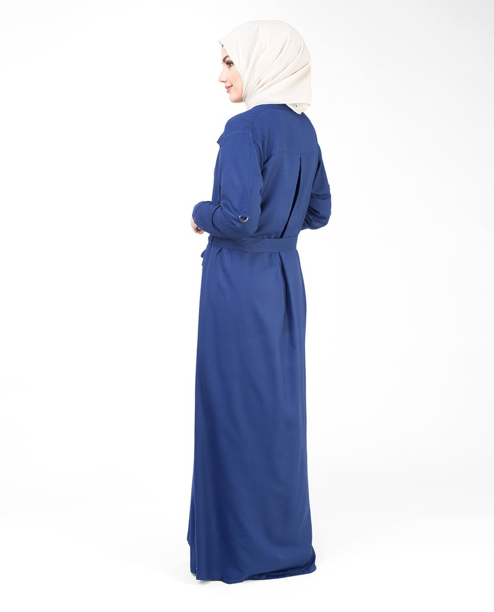 Blue Full Length Viscose Outerwear #