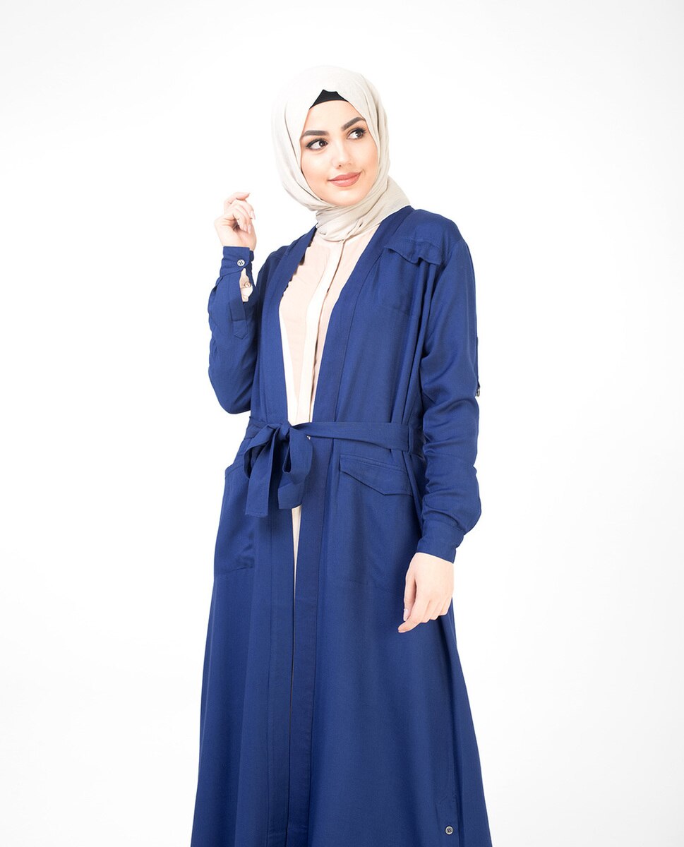 Blue Full Length Viscose Outerwear #