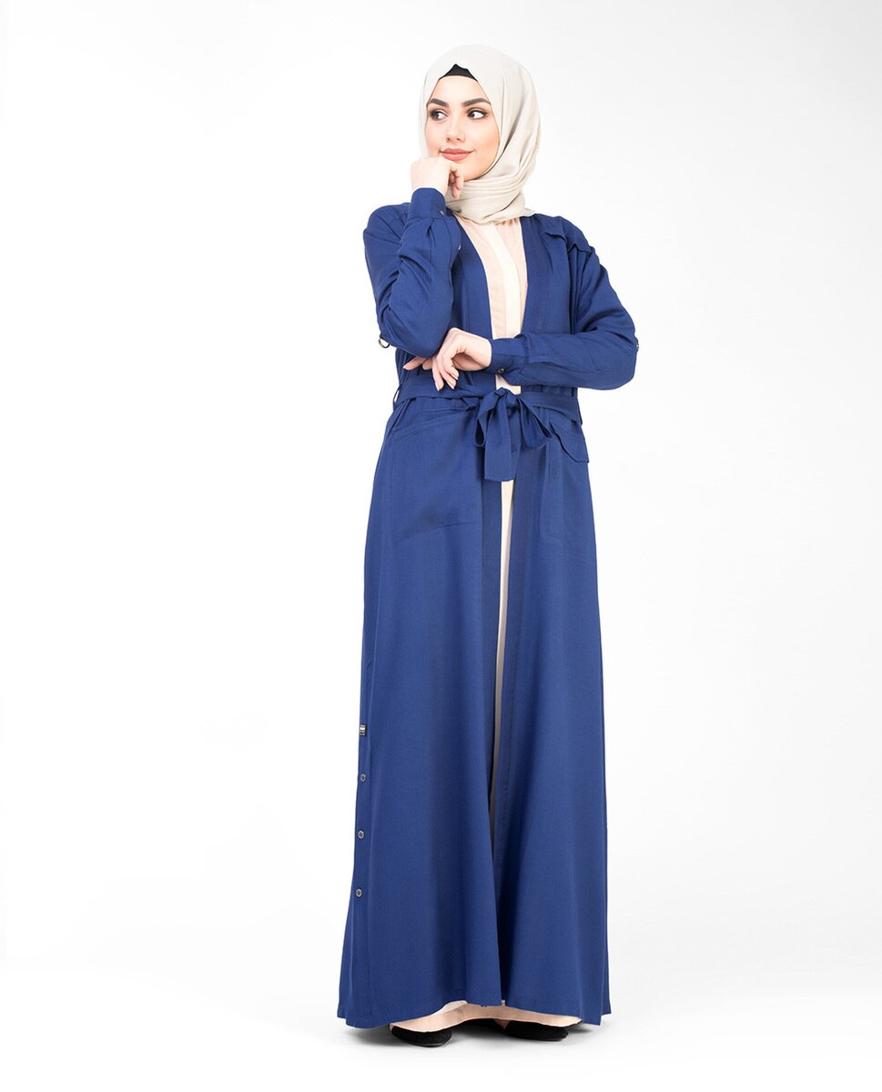 Blue Full Length Viscose Outerwear #