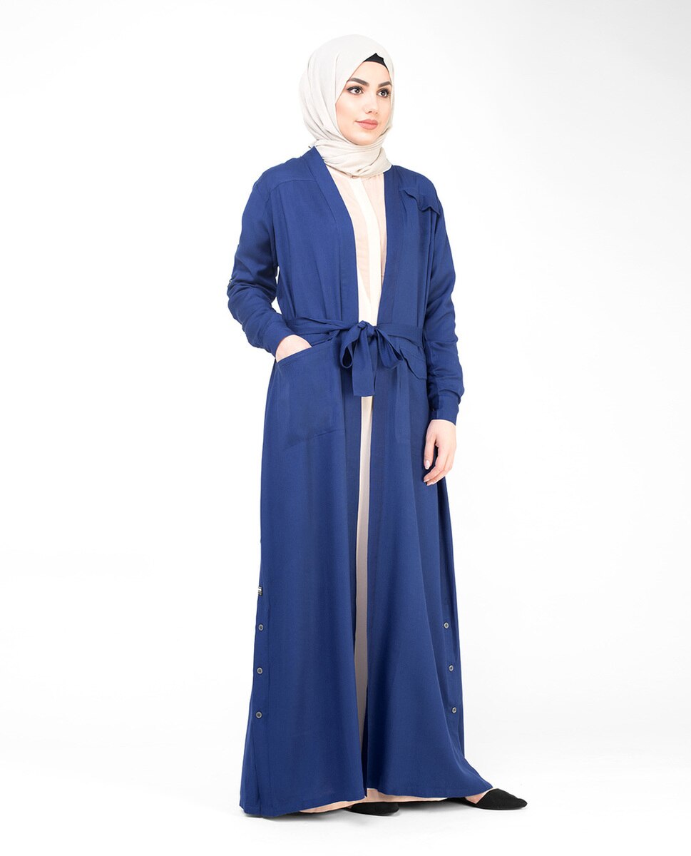 Blue Full Length Viscose Outerwear #