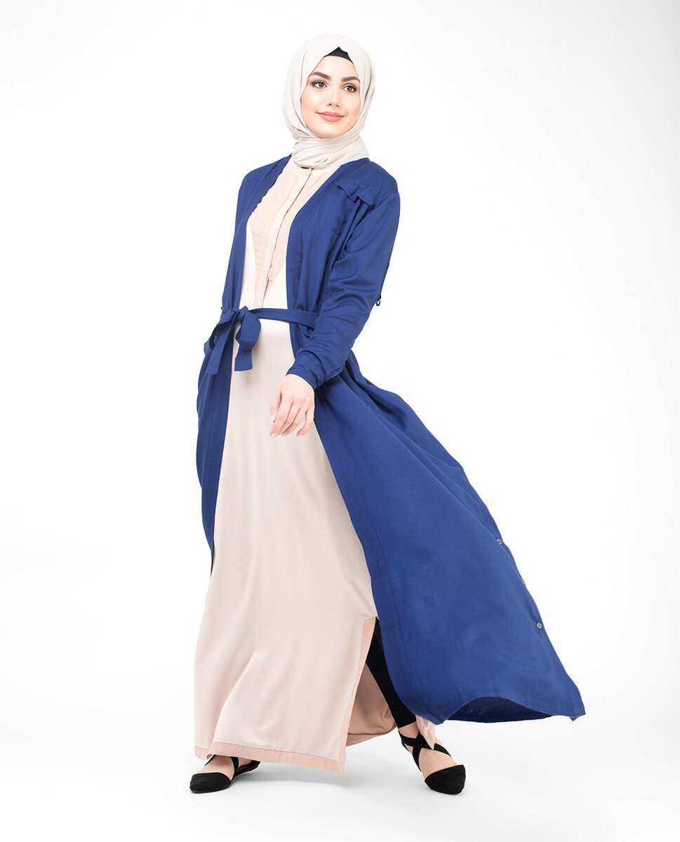 Blue Full Length Viscose Outerwear #